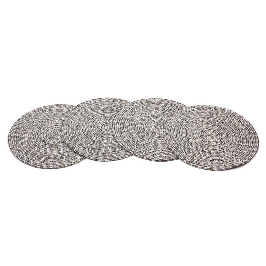 Set Of 4 Willie Grey Braided 35 cm Dining Jute Round Placemat - Placemats Fab Habitat