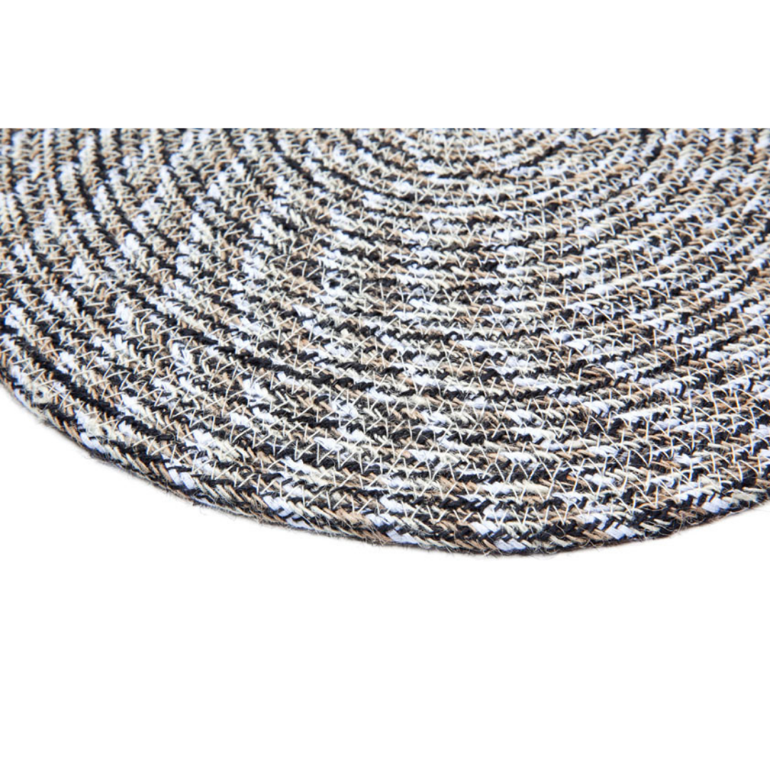 Set Of 4 Willie Grey Braided 35 cm Dining Jute Round Placemat - Placemats Fab Habitat