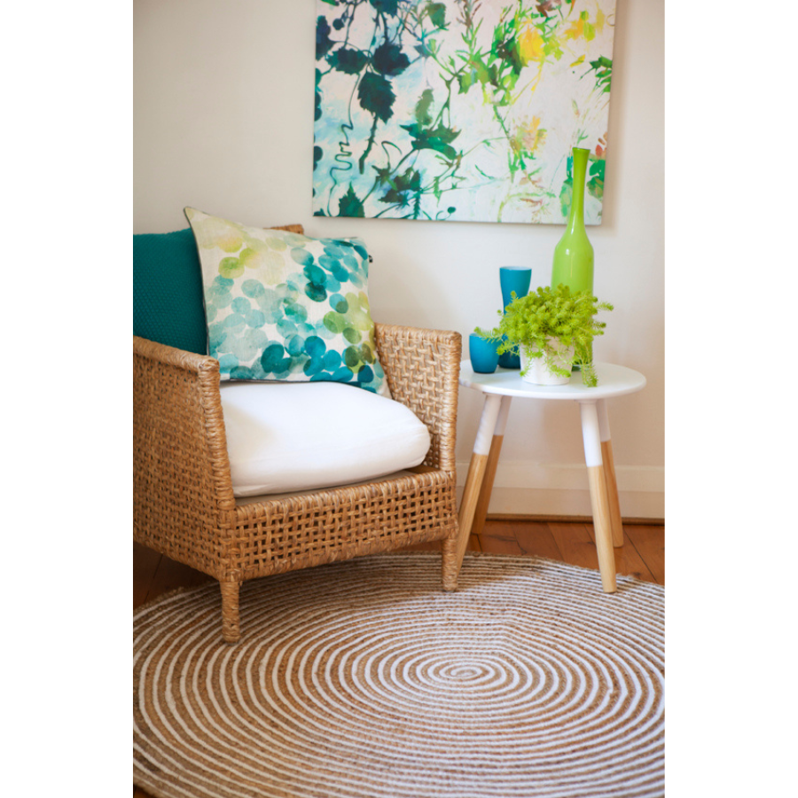 Plumeria Jute Large Round Rug for Home