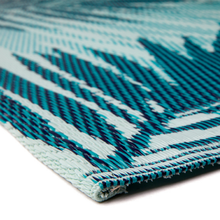 Botanica Blue Recycled Plastic Outdoor Rug - Recycled Plastic Rugs & Mats Fab Habitat