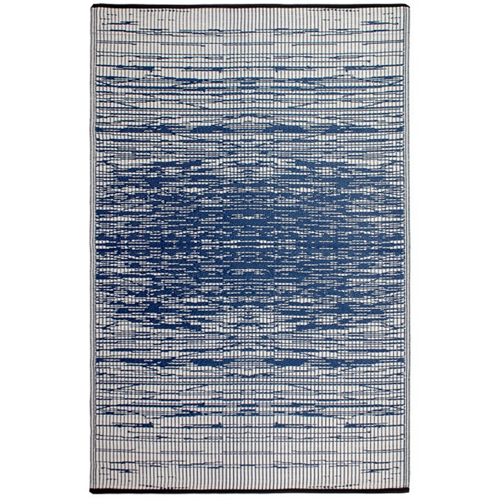 Brooklyn Navy and White Modern Recycled Plastic Reversible Outdoor Area Rug - Recycled Plastic Rugs & Mats Fab Habitat