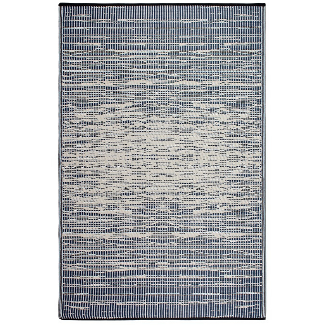 Brooklyn Navy and White Modern Recycled Plastic Reversible Outdoor Area Rug - Recycled Plastic Rugs & Mats Fab Habitat