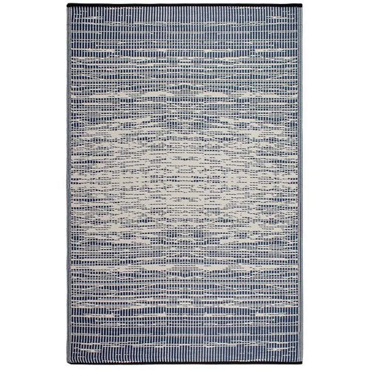 Brooklyn Navy and White Modern Recycled Plastic Reversible Outdoor Area Rug - Recycled Plastic Rugs & Mats Fab Habitat