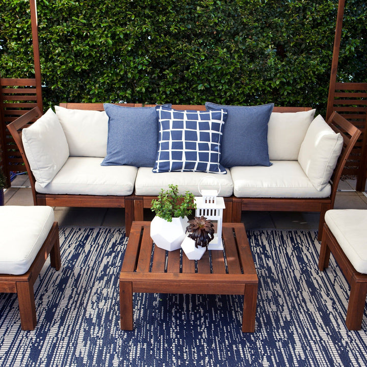 Brooklyn Navy and White Modern Recycled Plastic Reversible Outdoor Area Rug - Recycled Plastic Rugs & Mats Fab Habitat