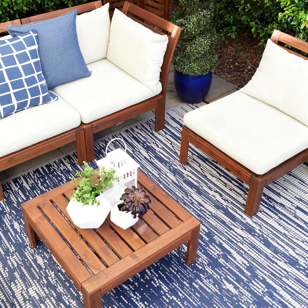 Brooklyn Navy and White Modern Recycled Plastic Reversible Outdoor Area Rug - Recycled Plastic Rugs & Mats Fab Habitat