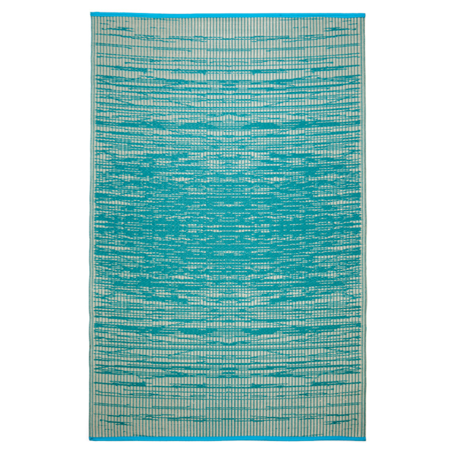 Brooklyn Teal and White Modern Recycled Plastic Reversible Outdoor Area Rug - Recycled Plastic Rugs & Mats Fab Habitat