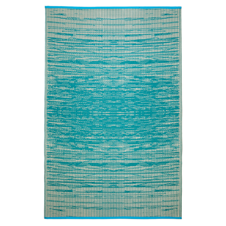 Brooklyn Teal and White Modern Recycled Plastic Reversible Outdoor Area Rug - Recycled Plastic Rugs & Mats Fab Habitat