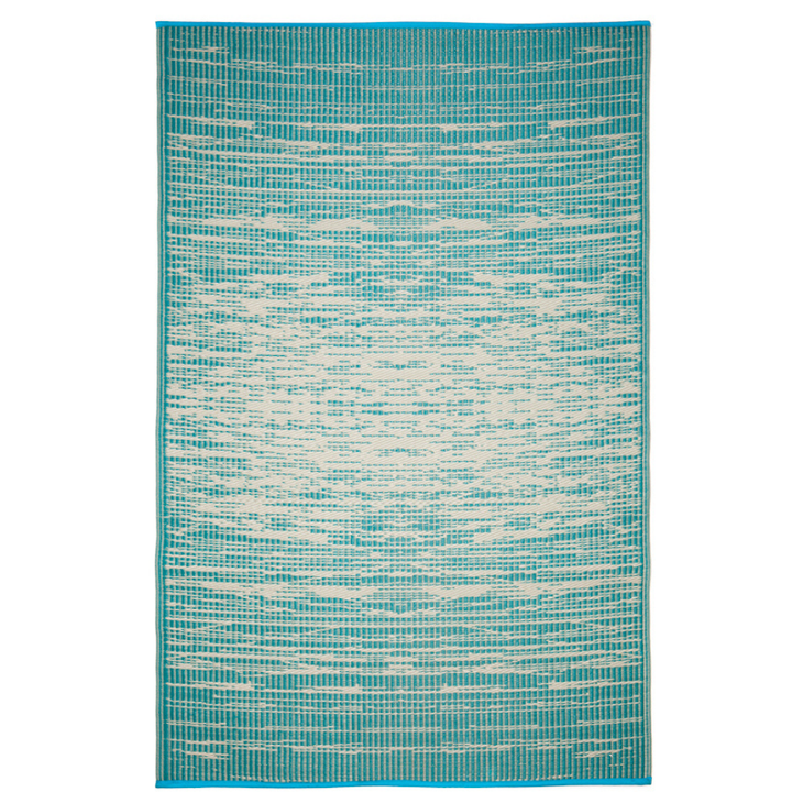 Brooklyn Teal and White Modern Recycled Plastic Reversible Outdoor Area Rug - Recycled Plastic Rugs & Mats Fab Habitat