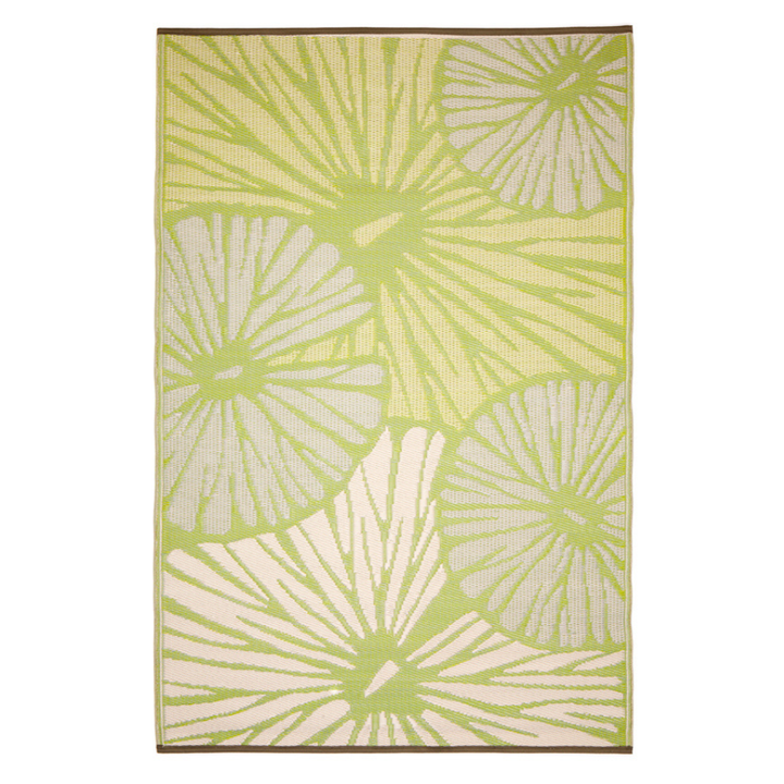 Citrus Lily Green Botanical Recycled Plastic Reversible Outdoor Area Rug - Recycled Plastic Rugs & Mats Fab Habitat