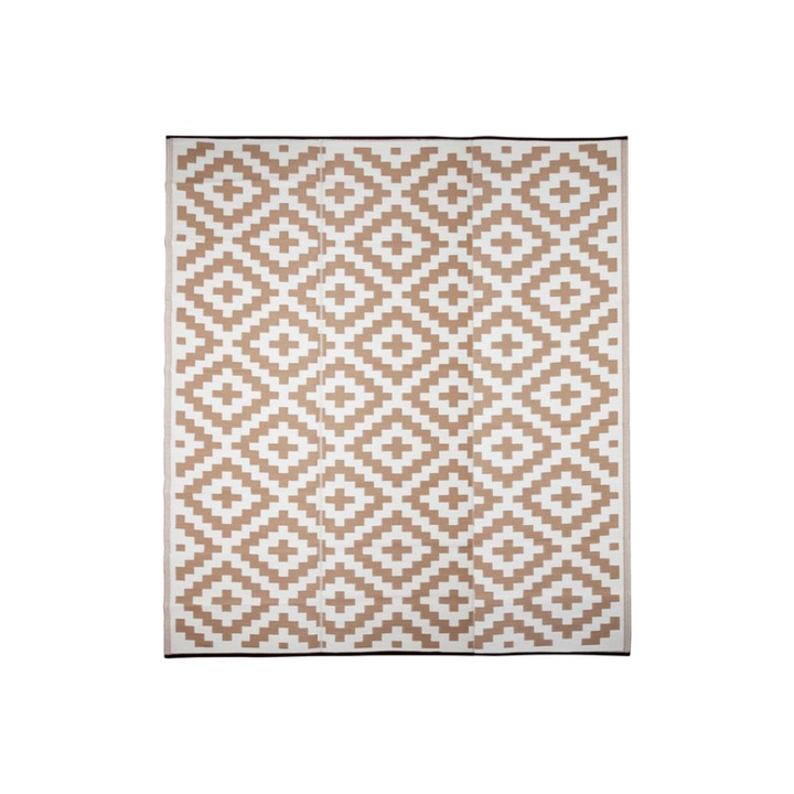 Aztec Beige and White Outdoor Rug - Recycled Plastic Rugs & Mats Fab Habitat