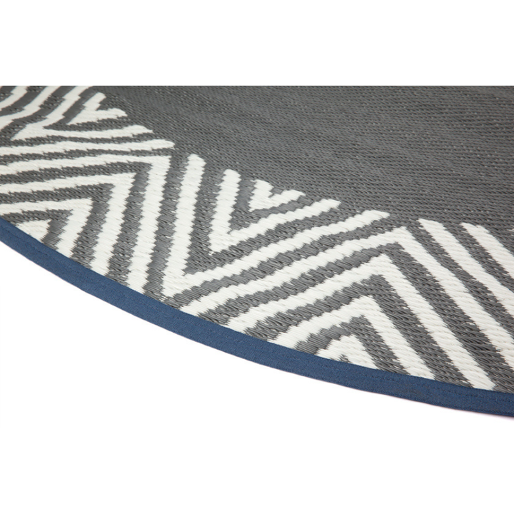 Olympia Grey and White Round Recycled Plastic Large Rug - Recycled Plastic Rugs & Mats Fab Habitat