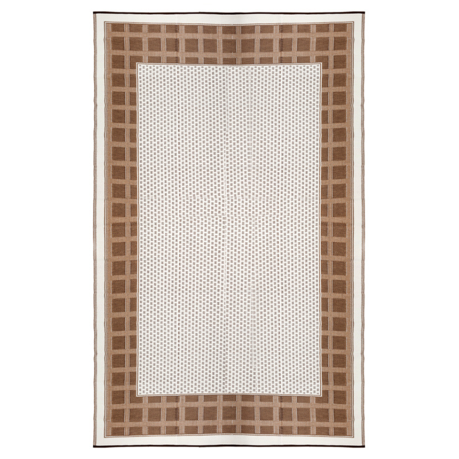 Europa Chestnut and Walnut Brown Geometric Recycled Plastic Reversible Large Rug - Recycled Plastic Rugs & Mats Fab Habitat