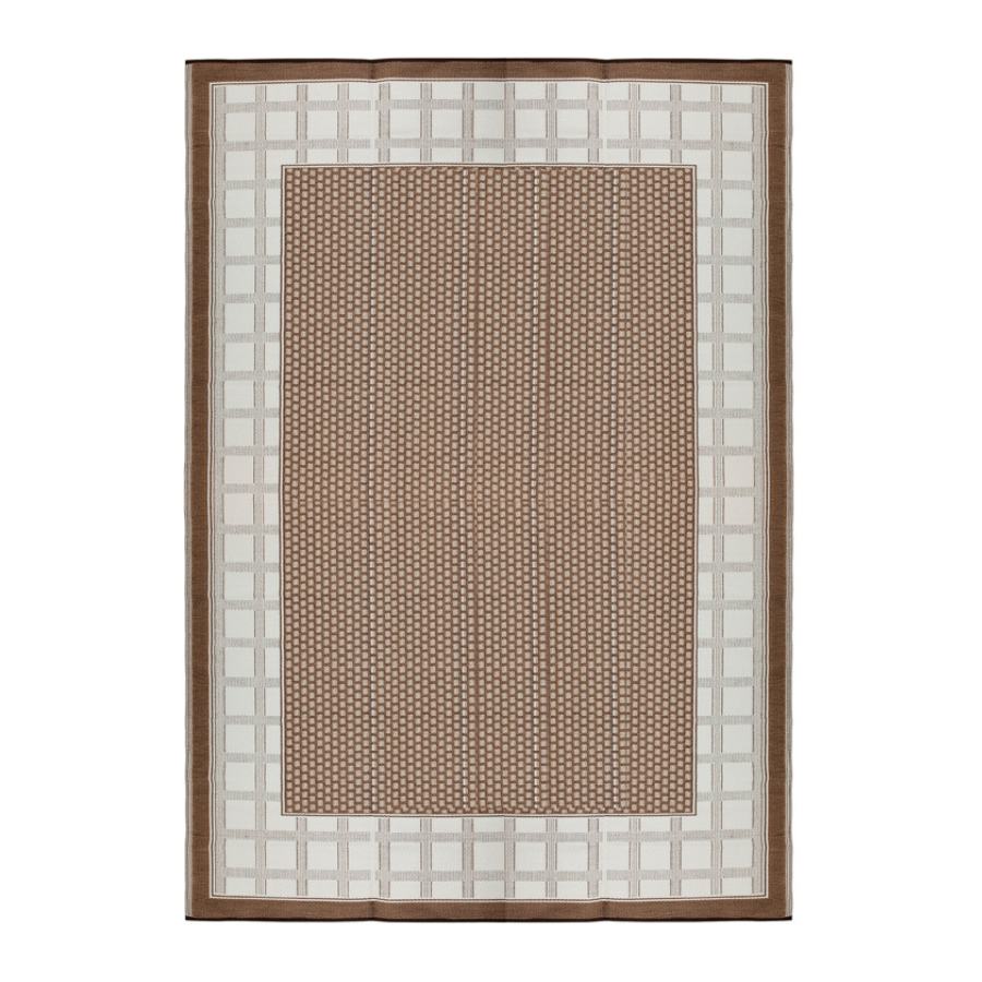 Europa Chestnut and Walnut Brown Geometric Recycled Plastic Reversible Large Rug - Recycled Plastic Rugs & Mats Fab Habitat