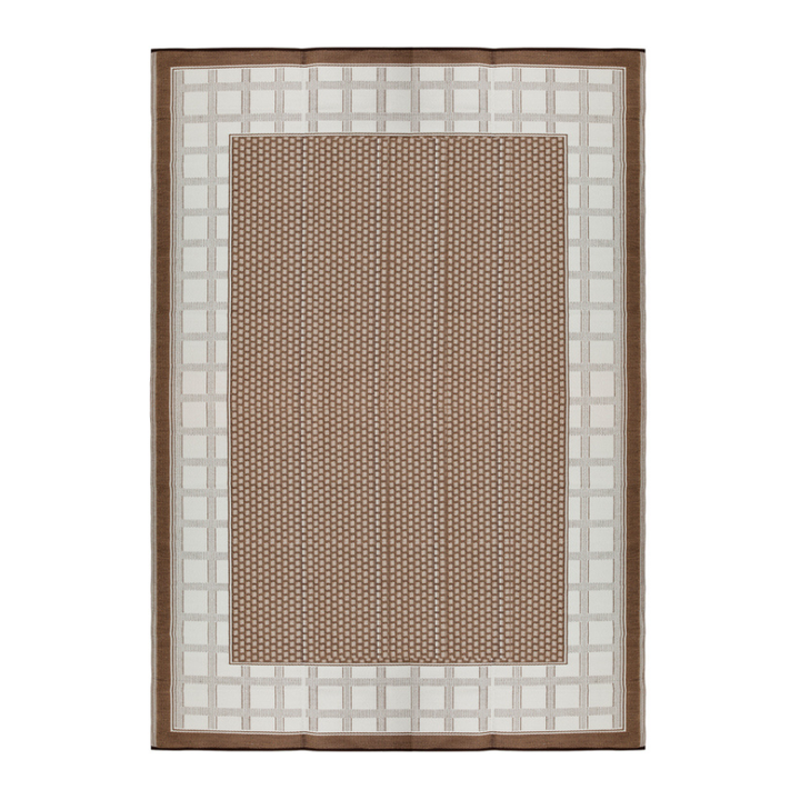 Europa Chestnut and Walnut Brown Geometric Recycled Plastic Reversible Large Rug - Recycled Plastic Rugs & Mats Fab Habitat