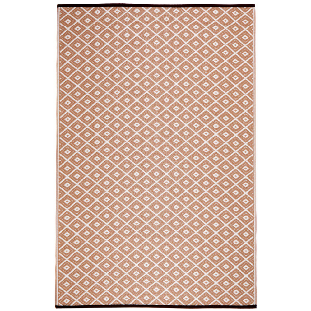 Kimberley Beige And White Diamond Recycled Plastic Reversible Outdoor Rug - Recycled Plastic Rugs & Mats Fab Habitat