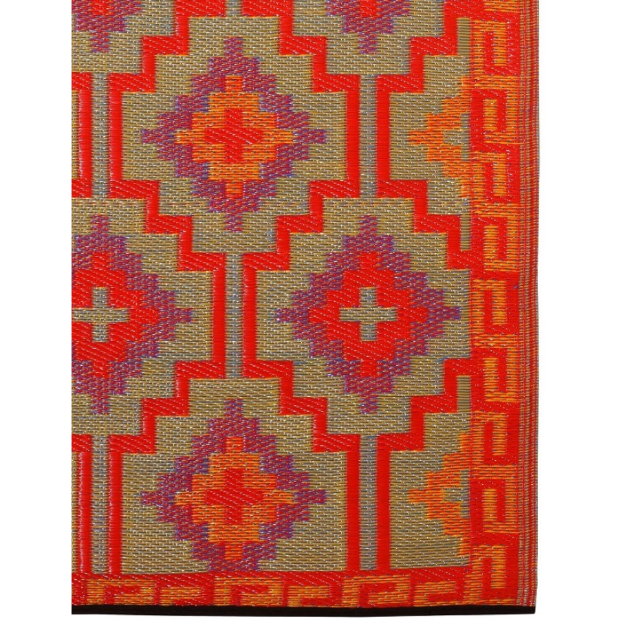 Lhasa Orange And Violet Moroccan Recycled Plastic Outdoor Rug - Recycled Plastic Rugs & Mats Fab Habitat