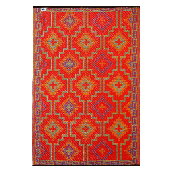 Lhasa Orange And Violet Moroccan Recycled Plastic Outdoor Rug - Recycled Plastic Rugs & Mats Fab Habitat