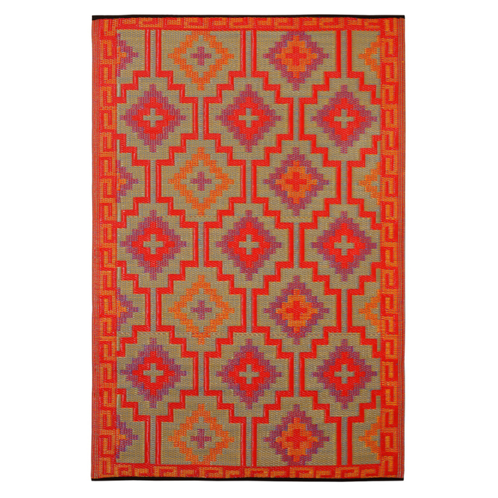 Lhasa Orange And Violet Moroccan Recycled Plastic Outdoor Rug - Recycled Plastic Rugs & Mats Fab Habitat