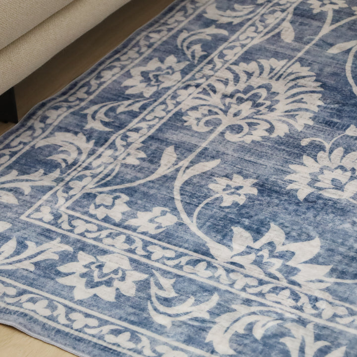 Megan Blue Machine Washable Carpet - Rugs Fab Habitat