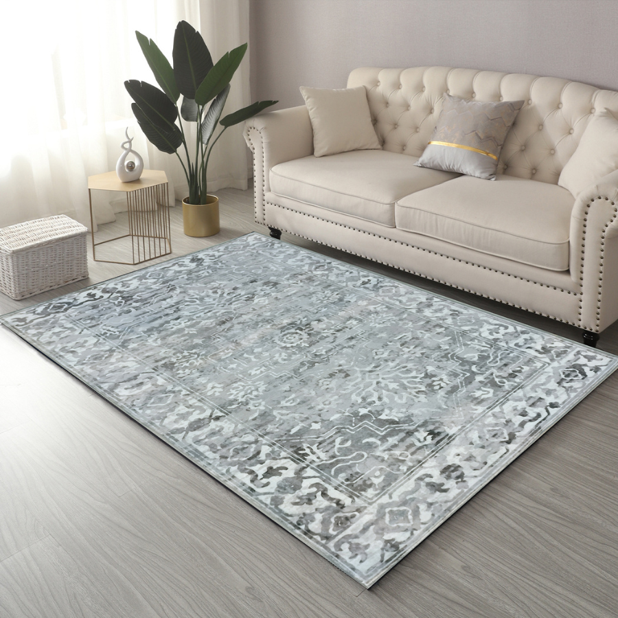 Shay Grey Traditional Machine Washable Rug - Rugs Fab Habitat