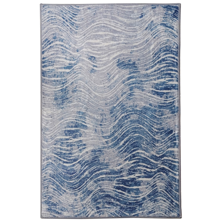 Shikhar Blue Modern Distressed Washable Rug - Rugs Fab Habitat