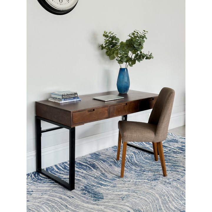 Shikhar Blue Modern Distressed Washable Rug - Rugs Fab Habitat