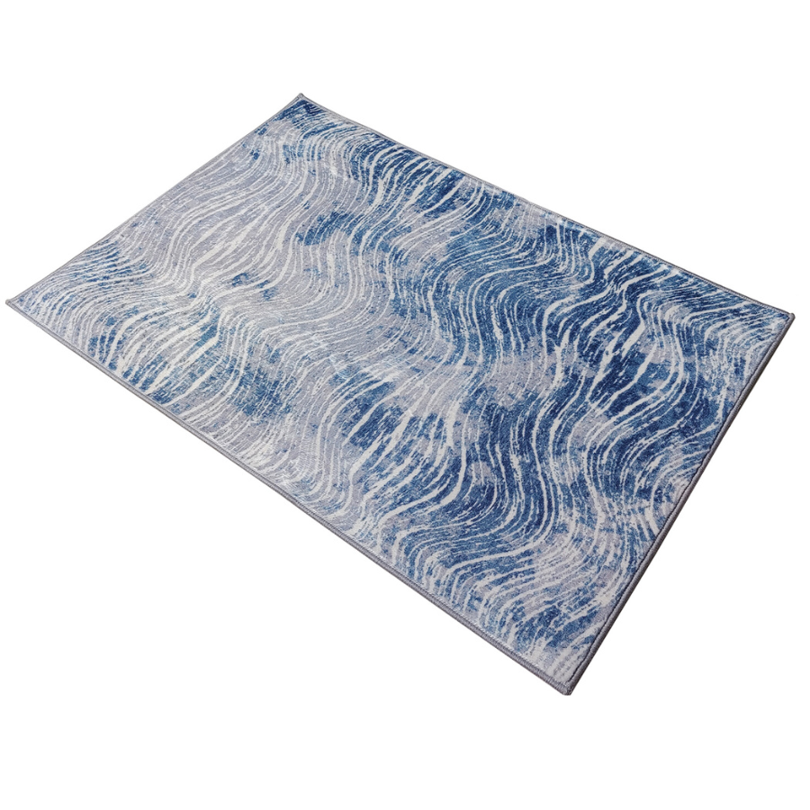 Shikhar Blue Modern Distressed Washable Rug - Rugs Fab Habitat