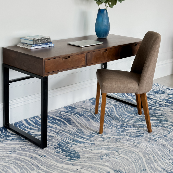 Shikhar Blue Modern Distressed Washable Rug - Rugs Fab Habitat