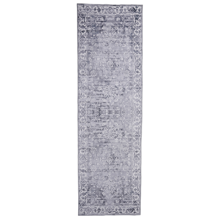 Shay Traditional Distressed Machine Washable Grey Runner Carpet