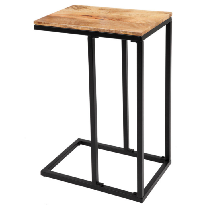 Bhumi C-Shaped Mango Wood Side Table - Side Tables Fab Habitat