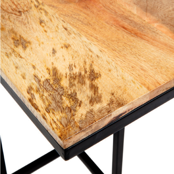 Bhumi C-Shaped Mango Wood Side Table - Side Tables Fab Habitat