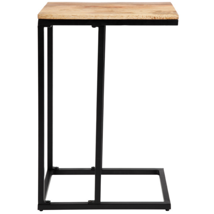 Bhumi C-Shaped Mango Wood Side Table - Side Tables Fab Habitat