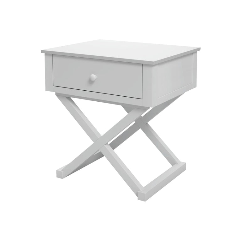 Hakone White Bedside Table with 1 Drawer - Side Tables Fab Habitat