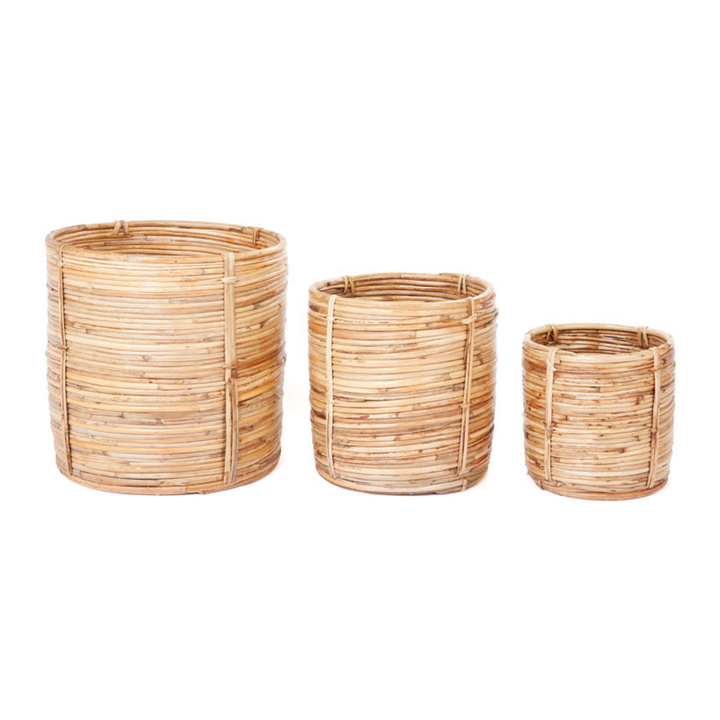 Set of 3 Ubud Handmade Natural Cane Storage Basket and Planter - Storage Baskets Fab Habitat