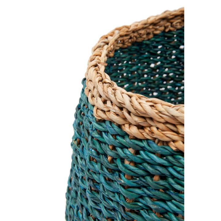 Ajni Blue Handmade 31 cm Natural Seagrass Storage Basket and Planter - Storage Baskets Fab Habitat