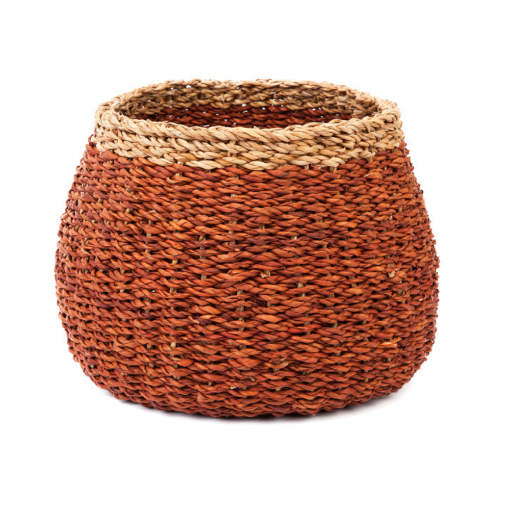 Ajni Brown Handmade 31 cm Seagrass Storage Basket and Planter - Storage Baskets Fab Habitat