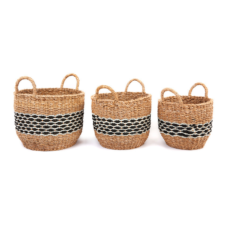 Set of 3 Sadar Handmade Natural Seagrass Storage Basket and Planter - Storage Baskets Fab Habitat