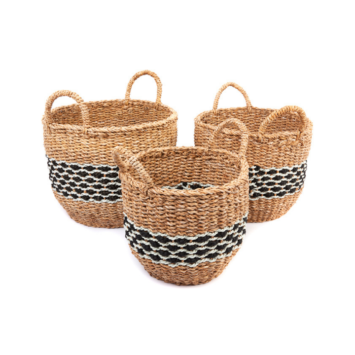 Set of 3 Sadar Handmade Natural Seagrass Storage Basket and Planter - Storage Baskets Fab Habitat