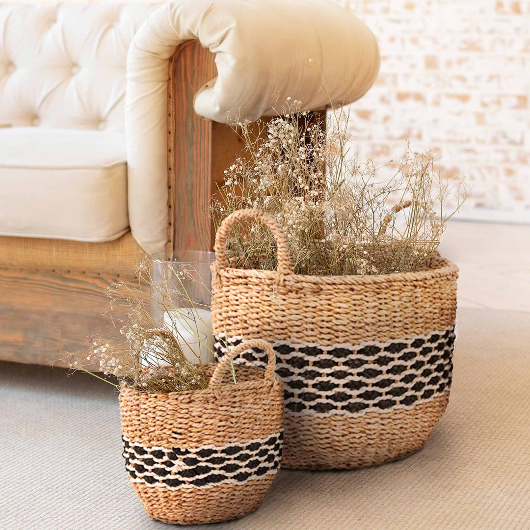 Set of 3 Sadar Handmade Natural Seagrass Storage Basket and Planter - Storage Baskets Fab Habitat