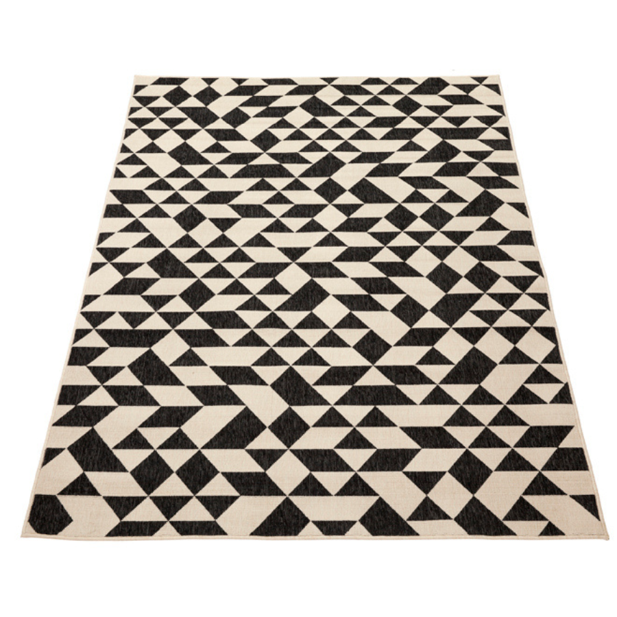 Yuma Black And Cream Machine Made Large Modern Rugs