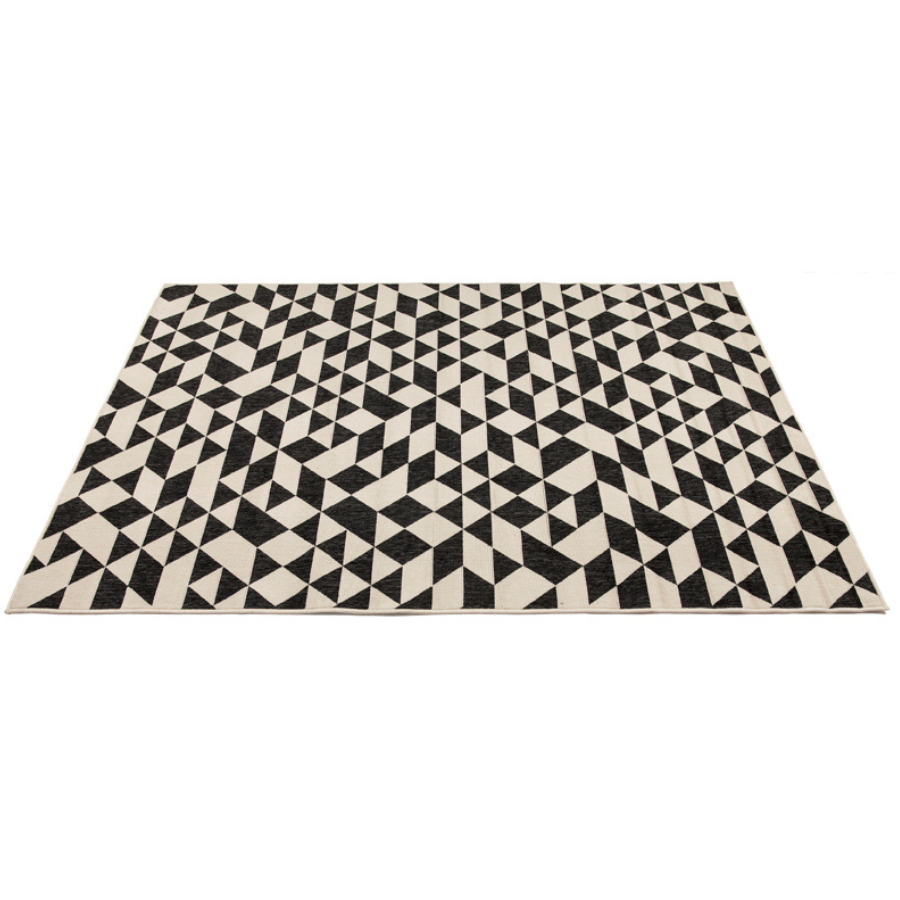 Yuma Black And Cream Machine Made Large Modern Rugs