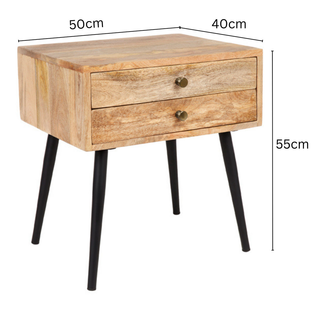 Zen Mango Wood Modern Rectangle Storage Side Table