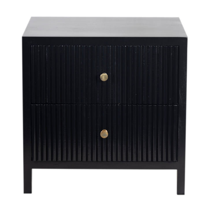 Frazer Black Bedside Table with 2 Drawers