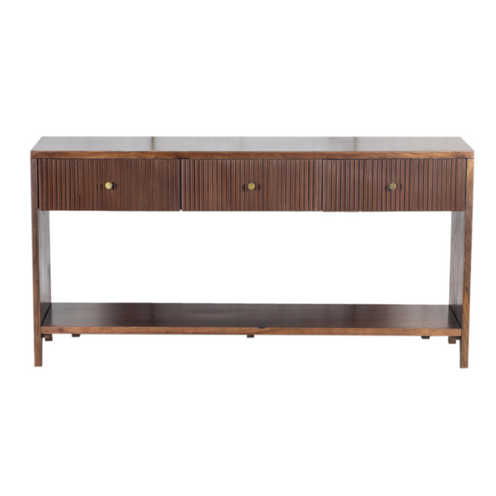 Frazer Walnut Console Table with 3 Drawers - 150cm