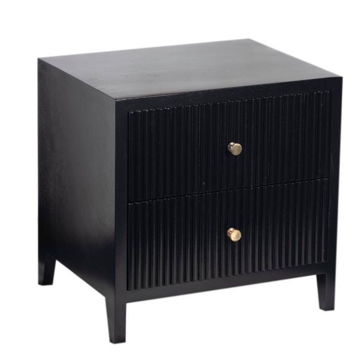 Frazer Black Bedside Table with 2 Drawers