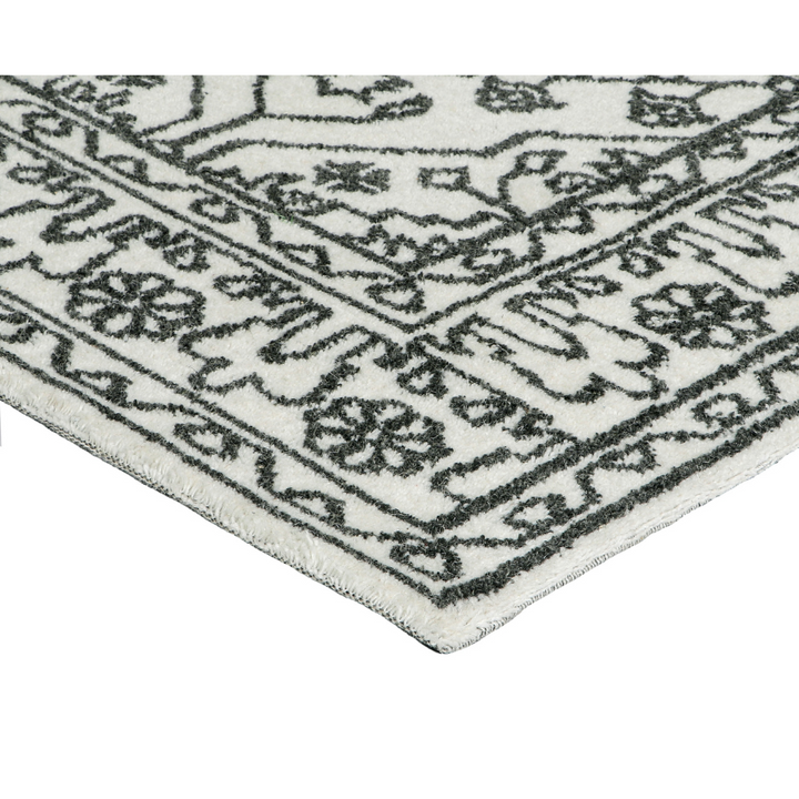 Neel Ivory and Black 100% Wool Rug