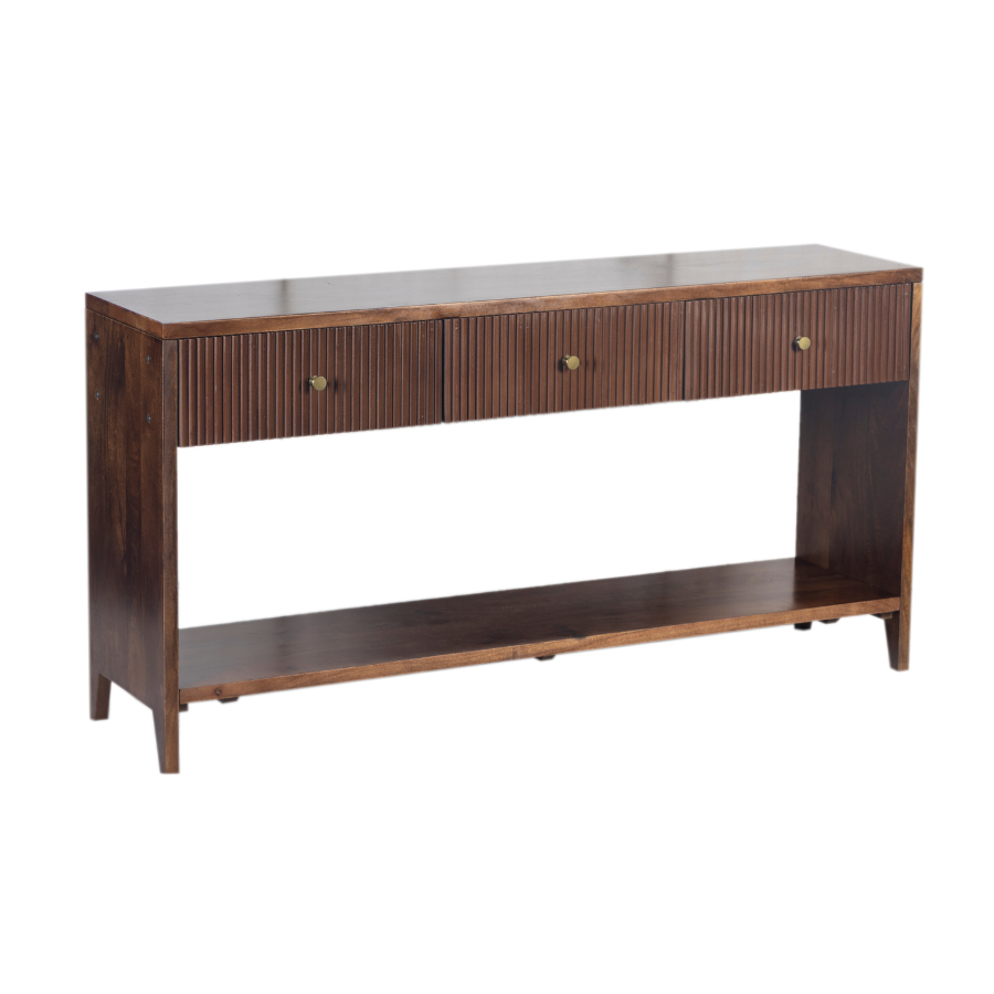 Frazer Walnut Console Table with 3 Drawers - 150cm