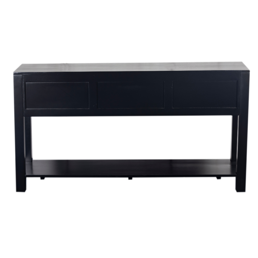 Byron Black Mango Wood & Rattan Console Table with 3 Drawers - 150cm