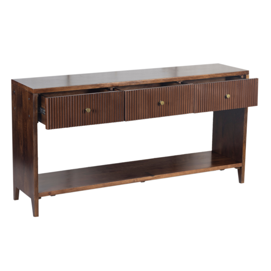 Frazer Walnut Console Table with 3 Drawers - 150cm