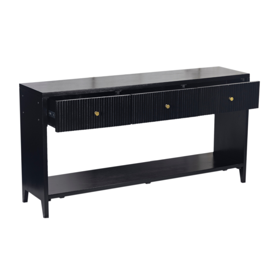 Frazer Black Console Table with 3 Drawers - 150cm